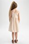 Girl's Regular Fit Patterned Strappy Summer Poplin Dress - 5