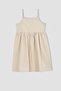 Girl's Regular Fit Patterned Strappy Summer Poplin Dress - 8