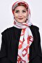 شال منقوش مع قبعة وسلسلة حمراء - 2