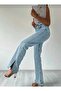 Mia Blue Jeans Side Slit Denim Ricra Trousers