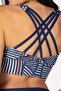 Navy Blue Gray Striped High Support Covered Sports Bra with Back Detail - 5