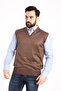 Men's Brown Thin Wool Knitwear Knitted Dad Sweater - 2