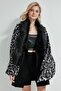 Fll10862-3 Leopard Patterned Gray Color Poncho