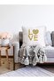 Double Sided White Background Gold Color Love Written Digital Printed Modern Raschel Knitted Throw Pillow Cover - 2