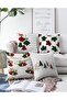 Double Sided 4-Piece Plaid Themed Bells and Pine Tree Christmas Combination Raschel Knitted Pillow Throw Pillow Cover