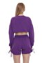 Women's Purple Cropped Shorts Set with Side Lace Detail - 3