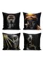 African Womens Themed 4-Piece Pillow Cushion Cover with Black Background