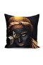 African Womens Themed 4-Piece Pillow Cushion Cover with Black Background - 3