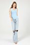 Women's Baby Blue Ladder Collar Summer Blouse - - 3