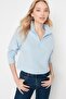 Mavi Selanik/Triko Görünümlü Fermuarlı Yaka Regular/Normal Kalıp Örme Sweatshirt TWOAW22SW0732 - 5