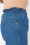 Mavi Lastikli Yüksek Bel Geniş Kesim %100 Pamuk Non-Stretch Büyük Beden Denim Şort TBBSS22JE00015 - 3