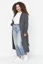 Antrasit Oversize/Bol Kesim Triko Hırka TBBAW23AV00017 - 5