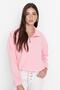 Açık Pembe Fermuar Detaylı Polar Örme Sweatshirt TWOAW21SW0758 - 5