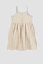 Girl's Regular Fit Patterned Strappy Summer Poplin Dress - 6