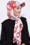شال منقوش مع قبعة وسلسلة حمراء - 3