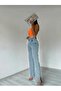 Darla Blue Jeans Side Slit Denim Stretch Fabric Pants
