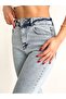 Darla Blue Jeans Side Slit Denim Stretch Fabric Pants - 3