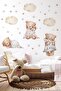 Baby Kids Room Wall Sticker Set - Sleeping Bears, Stars, Polka Dots and Clouds Themed - 2