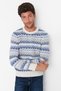 Blue Men's Slim Fit Crew Neck Jacquard Knitwear Sweater TMNAW23KZ00029 - 3