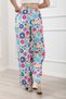 Women's Patterned Elastic Trousers 22101 - Blue - 36 - 4