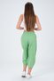 Women's Green Viscose Linen Shalwar Capri Pants with Elastic Waist Pockets - 4