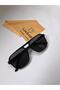 Unisex Retro Pilot Double Bridge Black Glass Women's Sunglasses (53/20/148) - 2