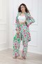 Women's Patterned Elastic Trousers 22101 - Green - 36