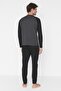 Printed Black-Anthracite Raglan Sleeve Knitted Pajamas Set - Tmnaw23Pt00032 - 9