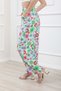 Women's Patterned Elastic Trousers 22101 - Green - 36 - 2