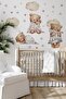 Baby Kids Room Wall Sticker Set - Sleeping Bears, Stars, Polka Dots and Clouds Themed - 3