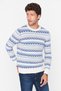 Blue Men's Slim Fit Crew Neck Jacquard Knitwear Sweater TMNAW23KZ00029