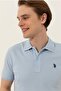 U.S. Polo Assn Light Blue Polo Collar Slim Fit Men's T-shirt Without Pockets - 2