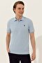 U.S. Polo Assn Light Blue Polo Collar Slim Fit Men's T-shirt Without Pockets - 3