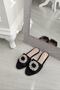 Black Matte Satin White Glass Stone Daily Women's Slippers