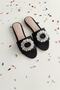 Black Matte Satin White Glass Stone Daily Women's Slippers - 2