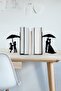 Metal Book Holder Book Support with Love Figure in the Rain, Decorative Bookshelf