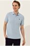 U.S. Polo Assn Light Blue Polo Collar Slim Fit Men's T-shirt Without Pockets