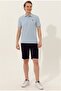 U.S. Polo Assn Light Blue Polo Collar Slim Fit Men's T-shirt Without Pockets - 4
