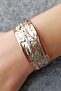 Grey Color Relief Pattern Shaped Handmade Adjustable Copper Women's Bracelet - 2