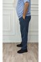 Men's Large Size Classic Comfortable Fit Navy Blue Linen Trousers - 4