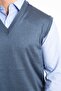 Men's V-Neck Wool Knitted Indigo Fine Knitwear Sweater - 3
