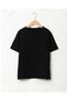 Unisex Children's Round Collar Black Short Sleeve Combed Cotton T-shirt