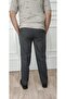 Men's Large Size Classic Comfortable Fit Gray Linen Trousers - 3