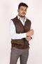 Men's Fine Wool Knit Brown Knitwear Vest - 2