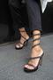 Amaros Women's Black Satin Platform Stone Evening Dress Shoes - 6