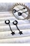 Long Dangle Black Star Earrings