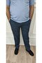Men's Large Size Classic Comfortable Fit Navy Blue Linen Trousers
