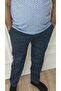 Men's Large Size Classic Comfortable Fit Navy Blue Linen Trousers - 2