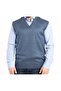 Men's V-Neck Wool Knitted Indigo Fine Knitwear Sweater