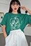 Plus Size Women's Striped Figure Oversize Mint Green T-shirt - 2